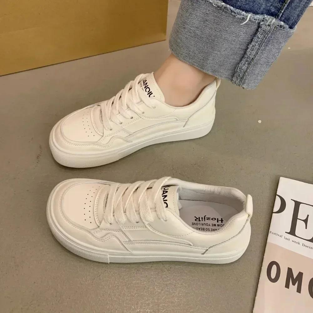 Little White Shoes Women Sneakers 2025 New Breathable Genuine Leather Women's Shoes Casual Sports Board Shoes Sneaker