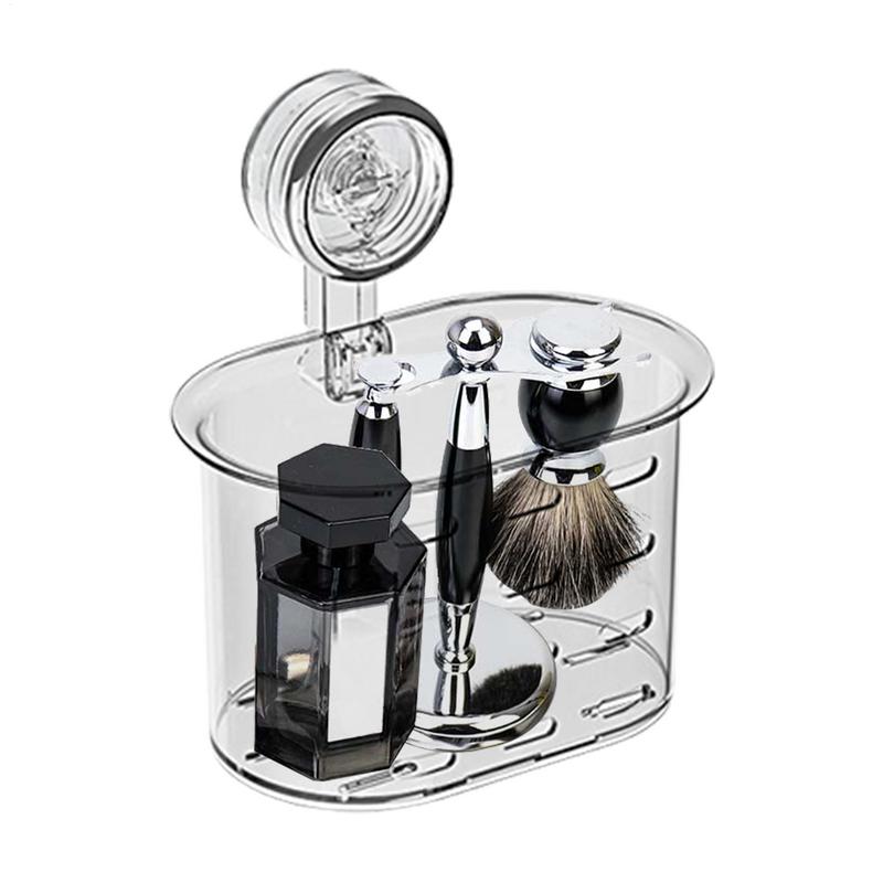 Bathroom Shower Organizer Shower Holder Wall Mount Box Clear Box Removable Holder Suction Cup No Drilling Storage Container For
