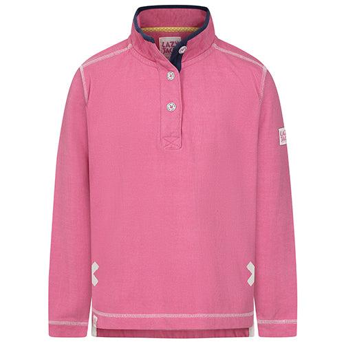 Lazy Jacks Girls Pique Button Neck Sweatshirt