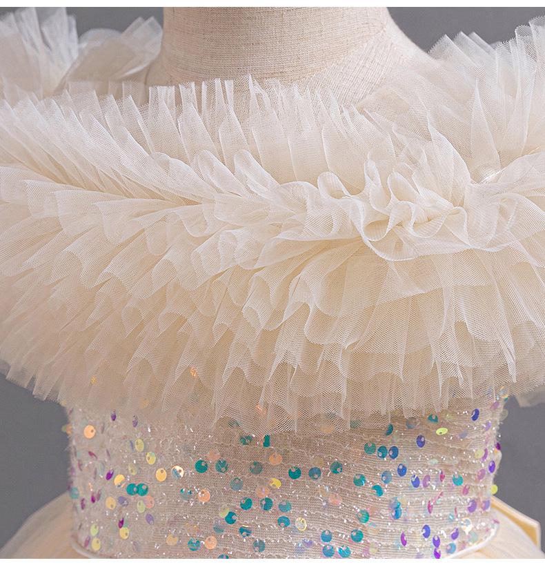 Детское кружевное платье принцессы со шлейфом, возраст 2-13 лет, летний сетчатый дизайн для девочек