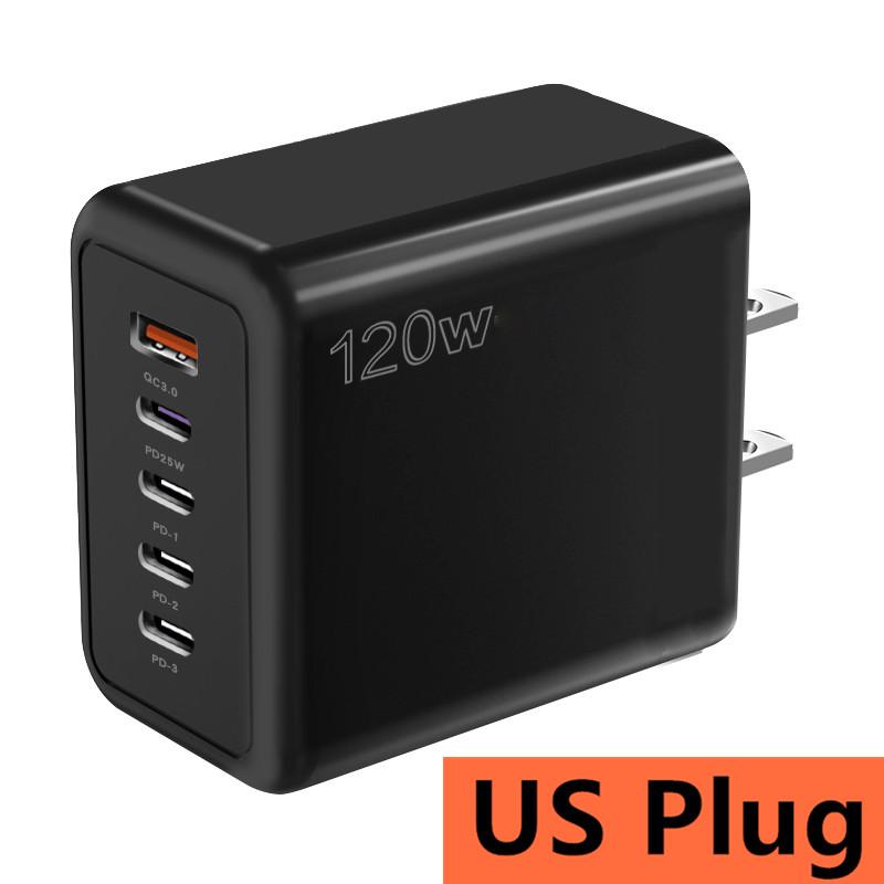 120 Вт 5-портовое USB-зарядное устройство для быстрой зарядки с вилкой EU US UK, настенное зарядное устройство PD для быстрой зарядки iPhone Samsung Xiaomi, зарядный адаптер