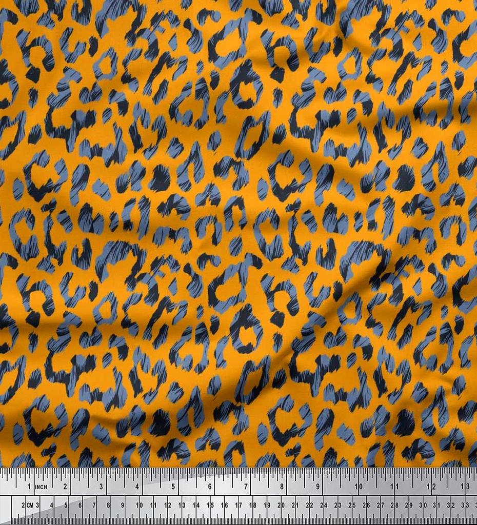 Soimoi Японская креп-сатиновая ткань с леопардовым принтом из кожи животного, ткань для рукоделия по метрам, 42 дюйма