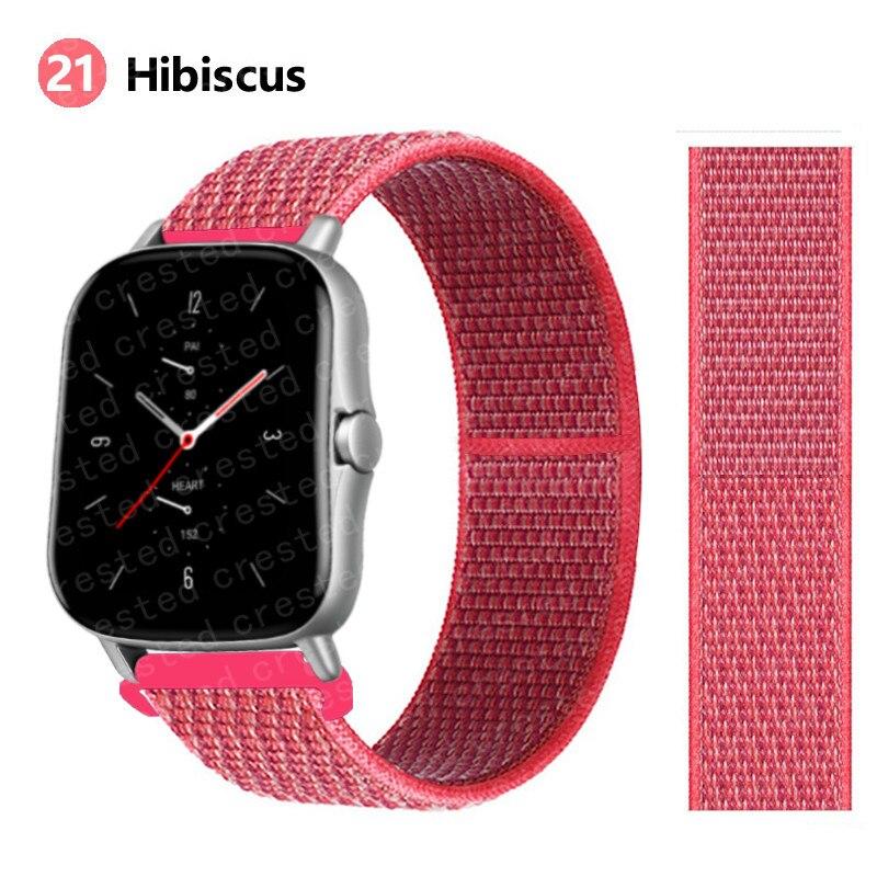 Нейлоновый ремешок 20 мм/22 мм для Amazfit GTS/2/2e/GTS2 Mini/GTR 42 мм/47 мм/GTR2/2e/stratos 2/3, спортивный ремень с петлей, браслет, ремешок Amazfit bip