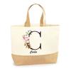 Cabas de plage - PLANETEE - Carla - Motif Lettre Fleur - Jute naturel - Fabriqué en France