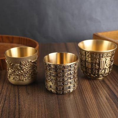 Латунные чайные чашки, чайная кружка, китайская антикварная барная посуда, старинная чайная чашка для питья, чай, кофе, настольный декор для дома и офиса