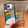 Premium Rainbow Quicksand Case with iPhone Lens Film and Drop Protection for Apple 17 Pro Max, iPhone 16, 15, 14 PM.