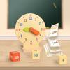 Wooden Clock Model Teaching Aid Learning Hour Minute Second Cognition Kindergartner Toy For Game Interaction Time Cognition Gift