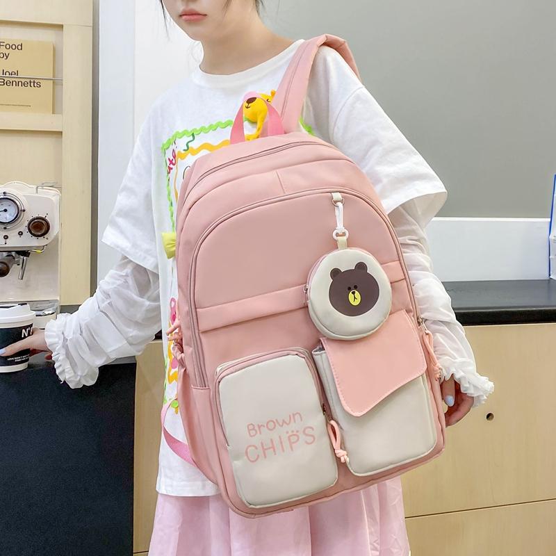 Рюкзак из трех предметов, набор цветных блоков, студенческий школьный рюкзак, женский рюкзак большой вместимости, сумка для письма с сумкой для ручек