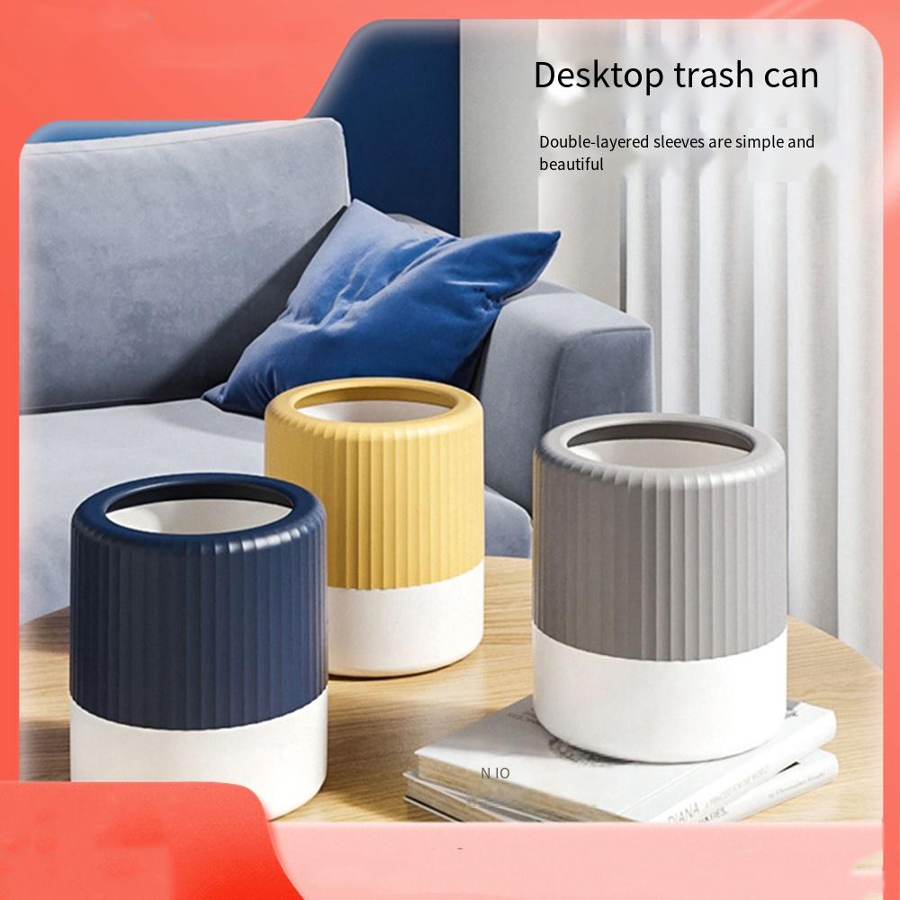 2.3L Mini Desktop Trash Can Modern Wastebaskets No Lid Garbage Can for Office Bedside Beauty Desk (with 1 roll of garbage bags)