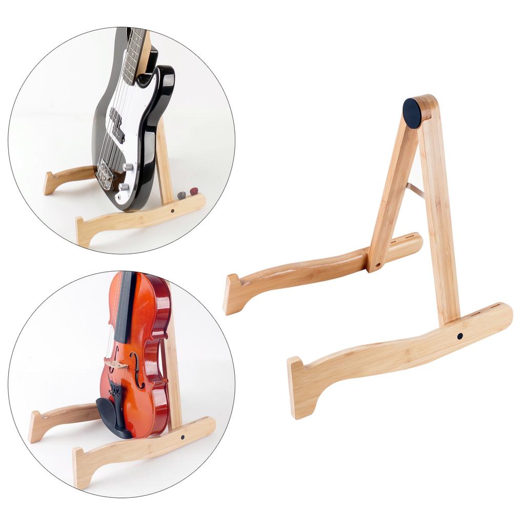 Wood Guitar Holder Base Folding Wood Ukulele Stand Adjustable Instrument Stand A-Frame Wood Guitar Stand Ukulele Shelf