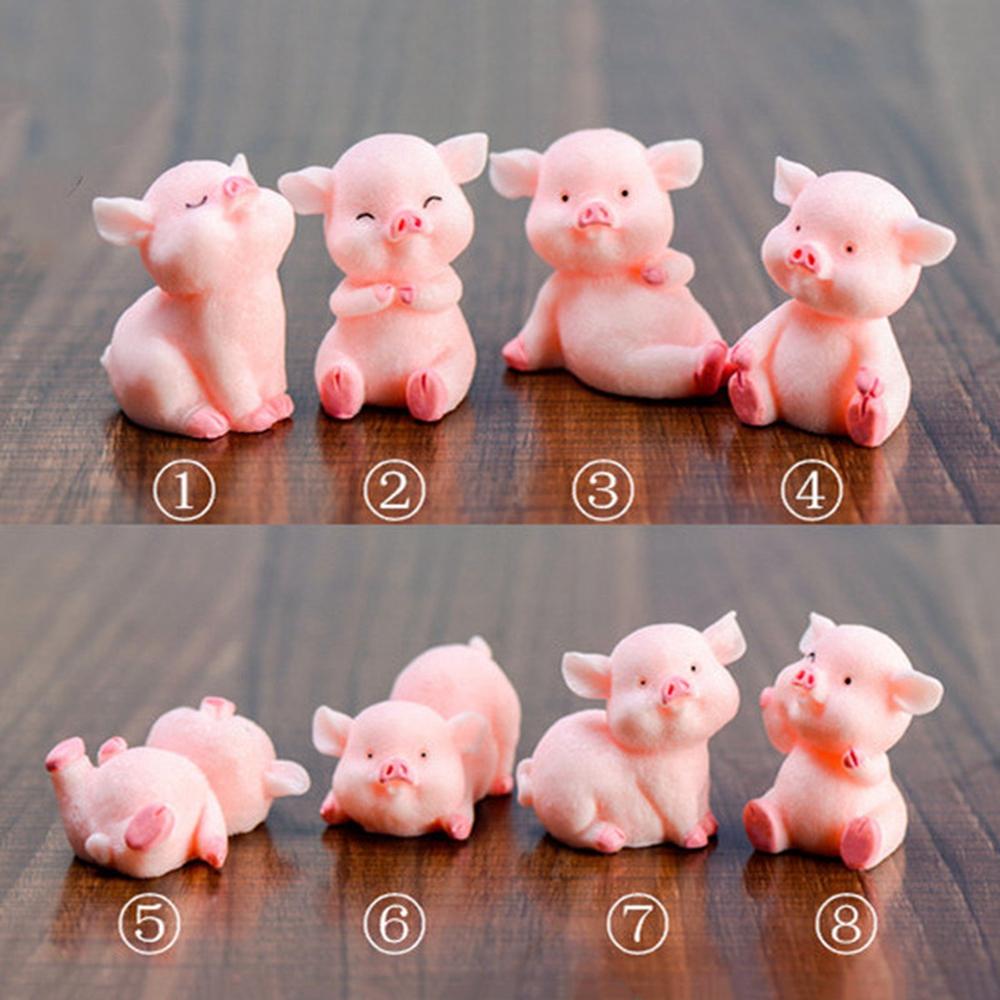Pink Pig Home Ornament Toy Pig Miniature Resin Craft Micro Landscape Decoration Dollhouse Accessory