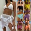 European & American Style Solid Chiffon Bikini Beach Cover-Up Skirt with Ear Edge for Women