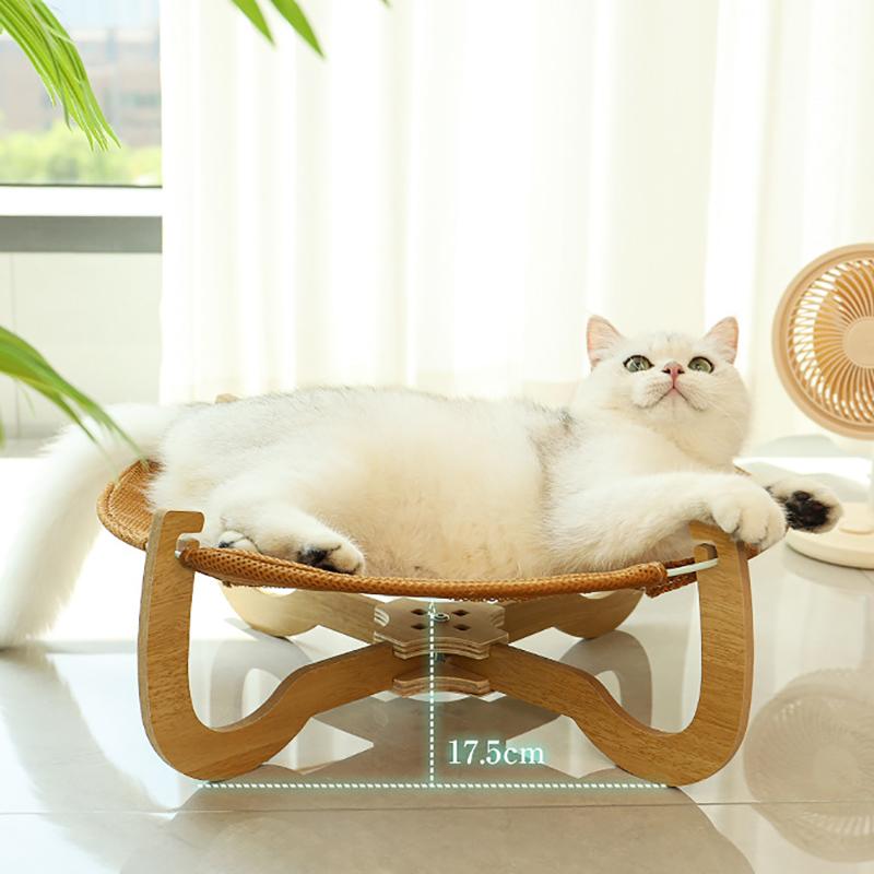 Летняя кошачья кровать, дышащая крутая кровать для котенка, деревянный гамак для кошек, коврик для домашних животных, спальная кровать