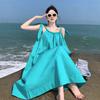 Summer Green Slimming Tie-Up Slip Dress for Women - Seaside Vacation