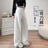 Бело-серые брюки-шаровары с широкими штанинами женские осенне-зимние новые спортивные штаны маленькие повседневные свободные брюки-бананы в форме серпа