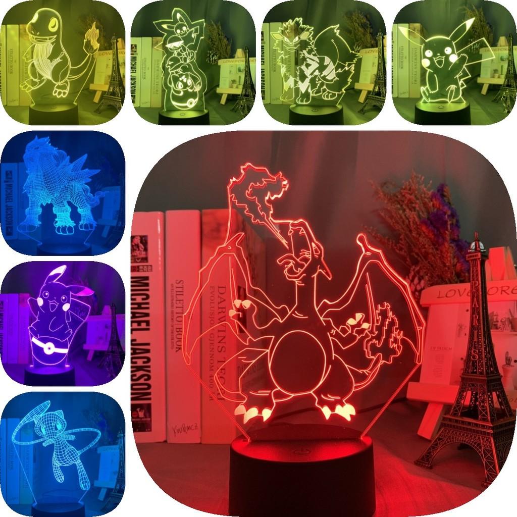 Креативный светодиодный 3D-ночник Пикачу, цветная акриловая декоративная настольная лампа, подарок