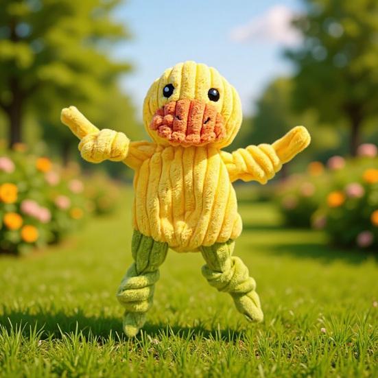 Plush Dog Toy Squeaky Animal Elephant Duck Puppies Chew Toy Interactive Fox Frog Crinkle Toy with Arm Leg Knots for Large Medium Small Dogs