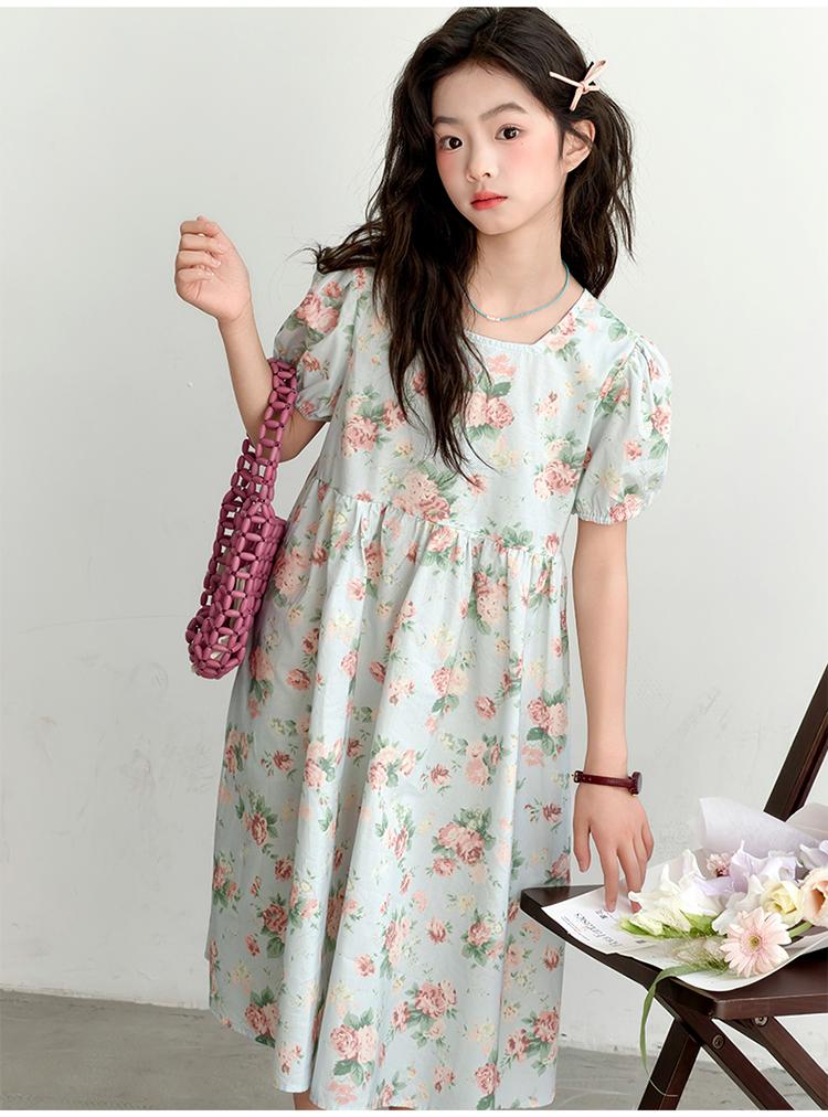 Girls' summer thin children's dress, girls' bubble short sleeved dress, 2026 new princess dress trend