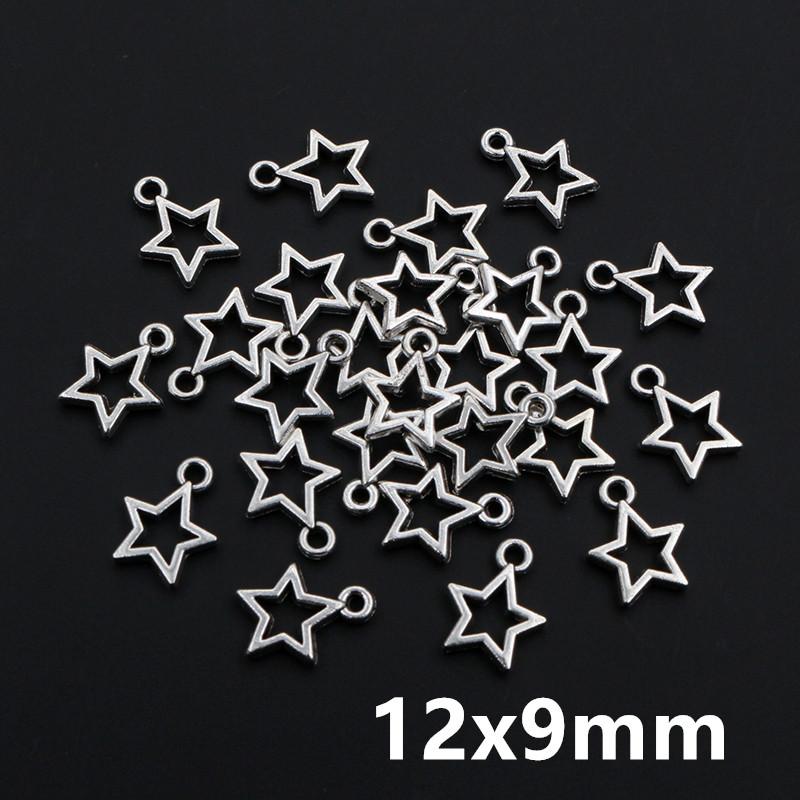 100pcs Small Star Charms Pendant Antique Silver Color Alloy Metal DIY Jewelry Making Accessories for Earrings Bracelet Necklace 1