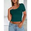 Women's Spring Sexy Spice Short Sleeve Fashion New Square Neck Slim Dew Neck T-shirt Short Tops