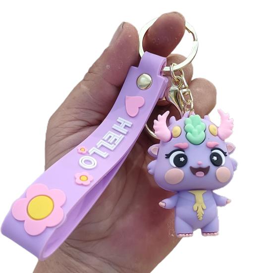 Year of 2024 Mascot Dragon Figurine Hanging Cute 3D Dragon Keychain Ornament Cartoon Animal Keyring