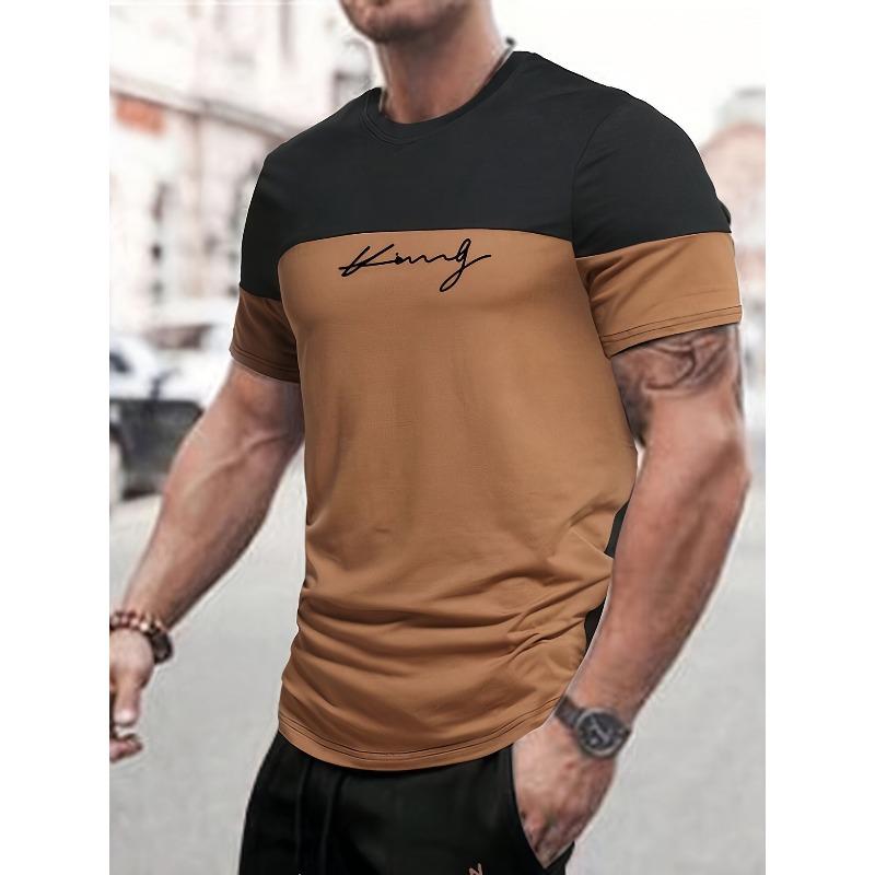 Men's Summer Leisure Fashionable Comfortable 3D Gradient Color Printed T-shirt- Soft Medium Stretch Polyester Fabric Summer Mens Relaxed Fit Clothing