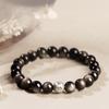 Браслет из натурального обсидиана, мужской серебряный браслет из обсидиана, буддийские бусы, креативный подарок для пар мальчиков и девочек