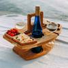 Tables Wooden Picnic Table With Glass Holder Round Foldable Desk Wine Glass Rack