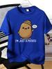 Unisexs Tee Cute Cartoon Potato With Slogan Letter Print Cotton Short Sleeve Male Casual Streetwear Outdoor Daily Basic Fashion Top