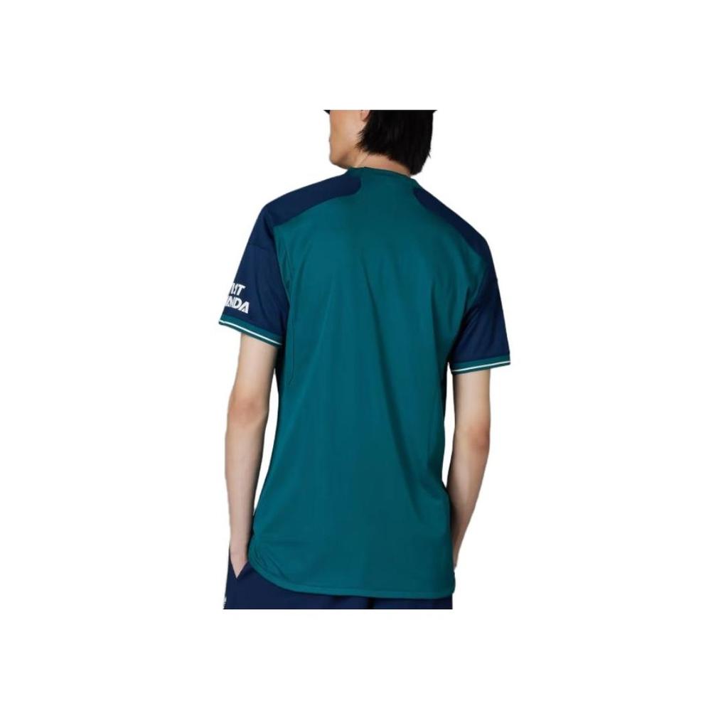 Adidas Мужские футбольные майки с круглым вырезом и буквенным принтом, темно-синие HR6935