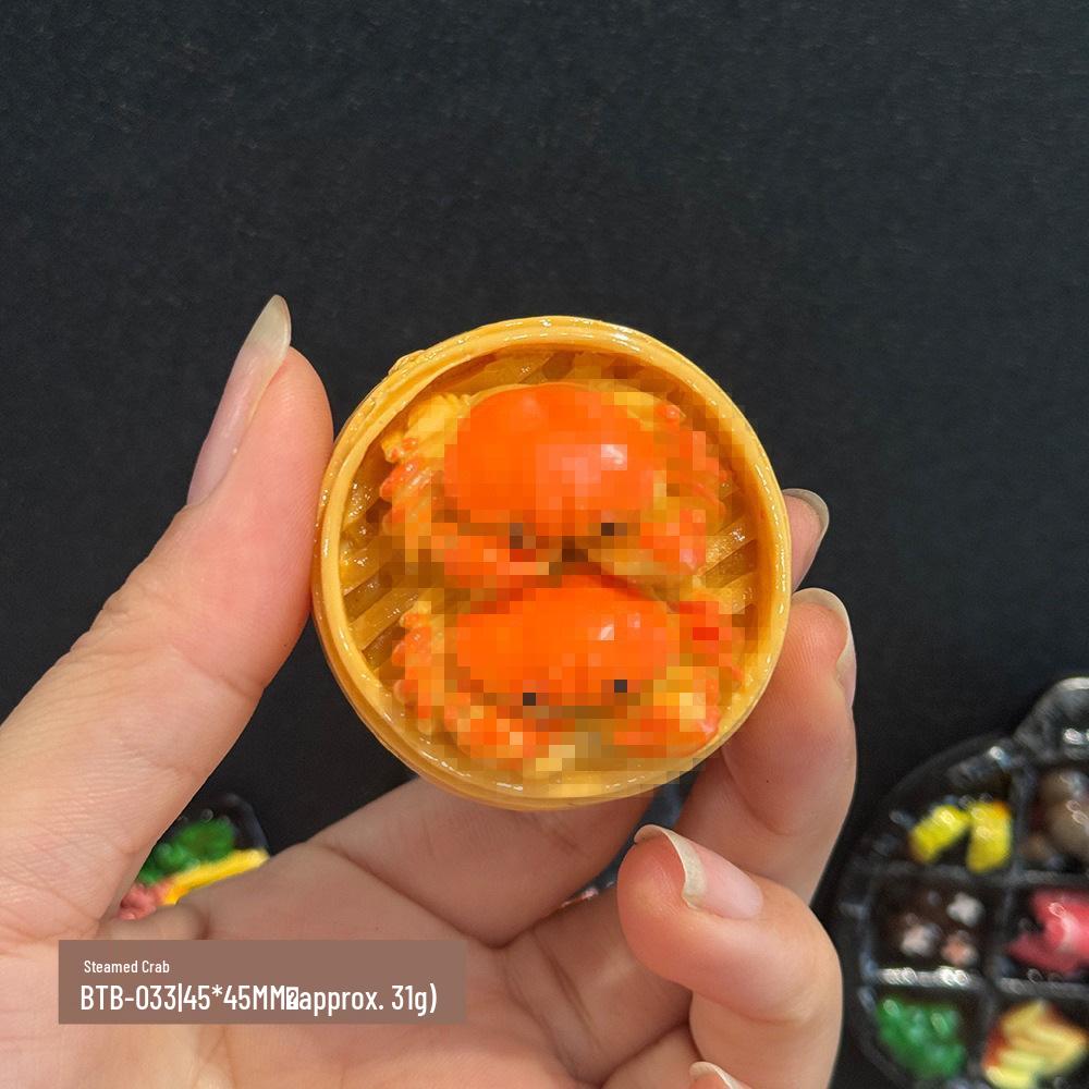 3D Chinese Style Food Magnet: Lobster & Noodles Hot Pot with Mantis Shrimp Sticker