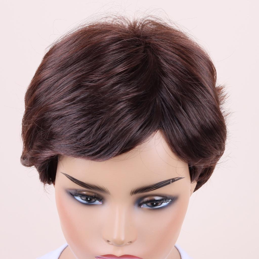 Female Black Brown Wig Women Layered Wigs With Bangs Ladies Natural Wavy Short Wig Daily Use Party Cosplay Heat Resistant Fiber
