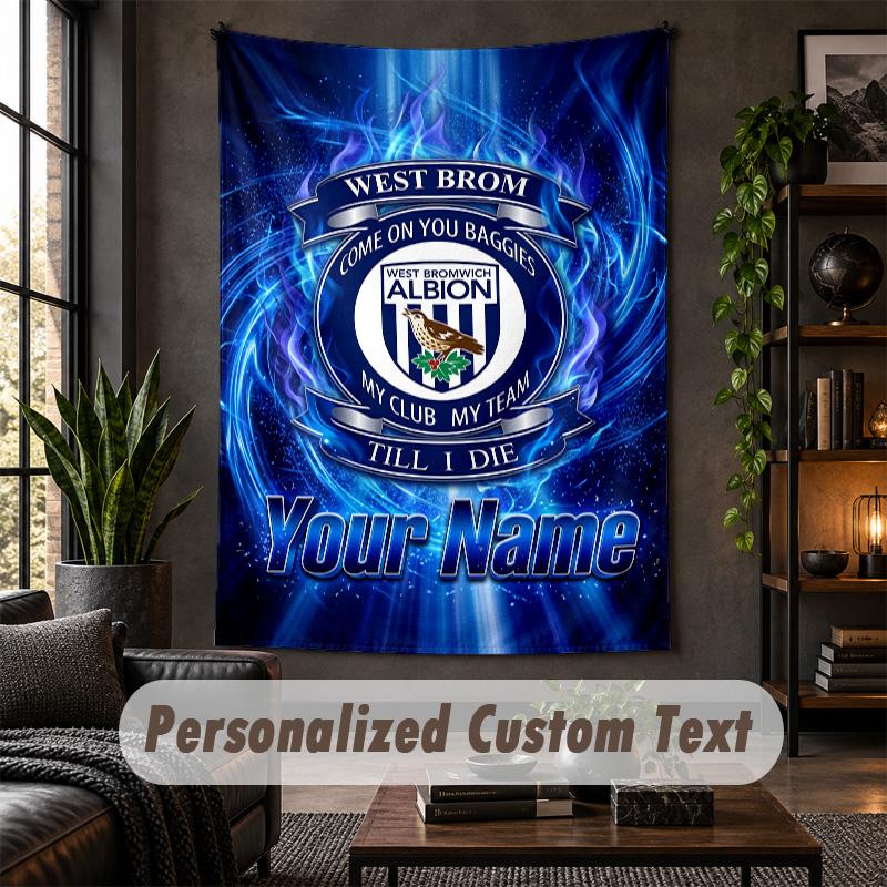 Персонализированный настенный гобелен, West Bromwich Albion FC, индивидуальный текст, мягкая ткань, настенное искусство для интерьера
