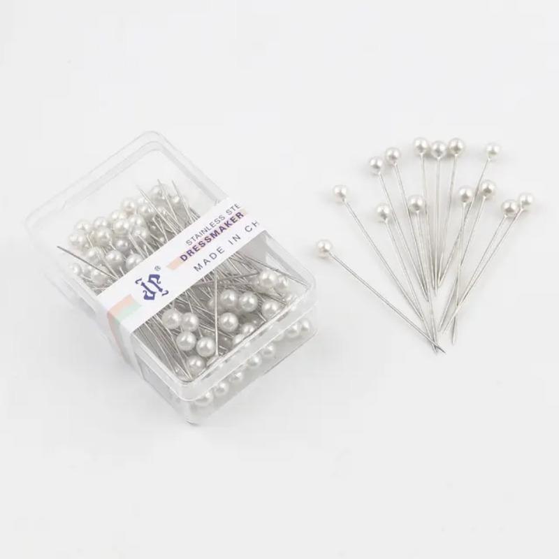100Pcs/Box 38mm Colorful Round Pearl Head Needles Stitch Straight Push Sewing Pins For Dressmaking DIY Sewing Tools Positioning
