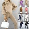 Women's Solid Color Fashion Casual Lace-up Sports Long-sleeved Trousers Suit