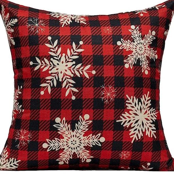 Декоративная наволочка на подушку 'С Рождеством' 45x45 см Наволочка для подушки Чехол для декоративной подушки с принтом мультяшных оленей и Санта-Клауса Льняная наволочка