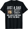 Просто папа, который всегда возвращался с молоком, футболка с американским флагом