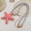 Ingemark Boho Colorful Metal Oil Drop Big Starfish Pendant Rope Chain Necklace Stud Earrings for Women Summer Y2K Jewelry Set