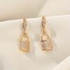 Fashion Lock Shape Dangle Earrings for Women 2025 New Golden Zirconia Drop Earring Statement Party Jewelry Accessories
