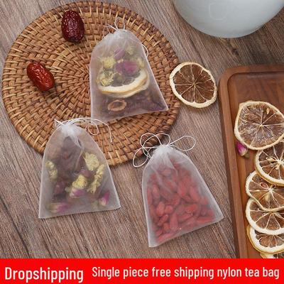 Одноразовые нейлоновые чайные пакетики с завязками для рассыпного чая, травяных настоев и лекарственных ингредиентов