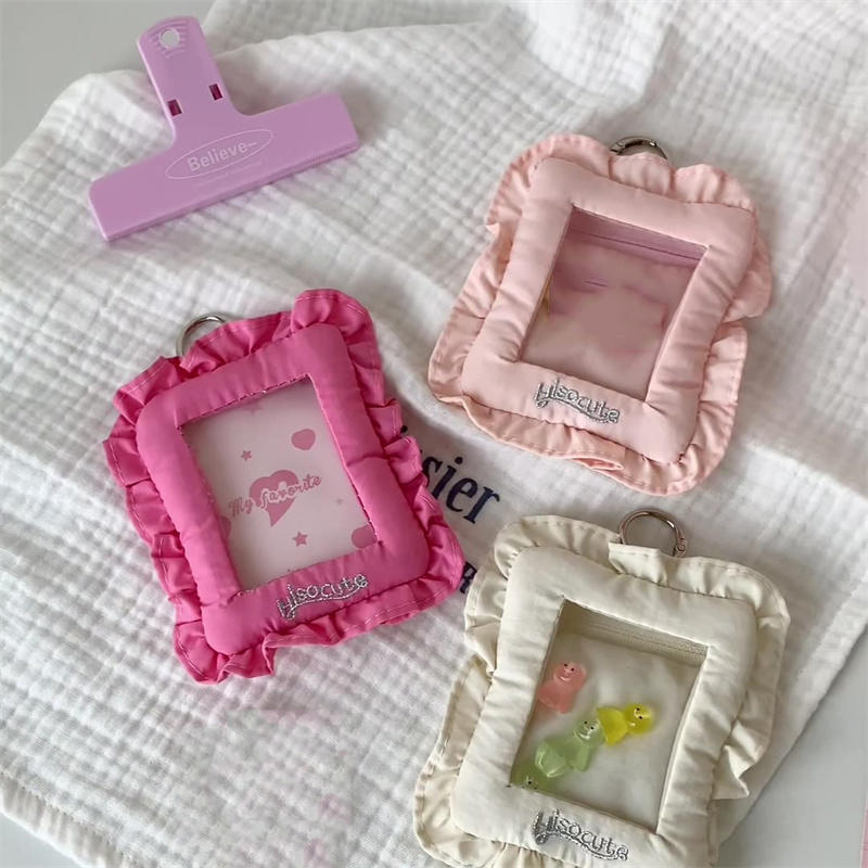 3 Inch Dopamine Cute Photo Card CaseSmall Item Storage Pouch Soft Pillow Shaped Photocard Holder K-Pop Idol Card Sleeve Bag Pendant