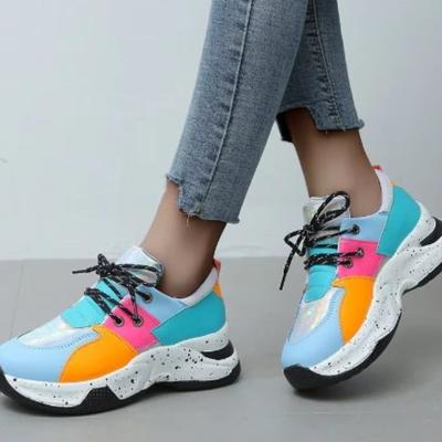 Женские кроссовки больших размеров на платформе разных цветов, стильные легкие кроссовки со шнуровкой спереди