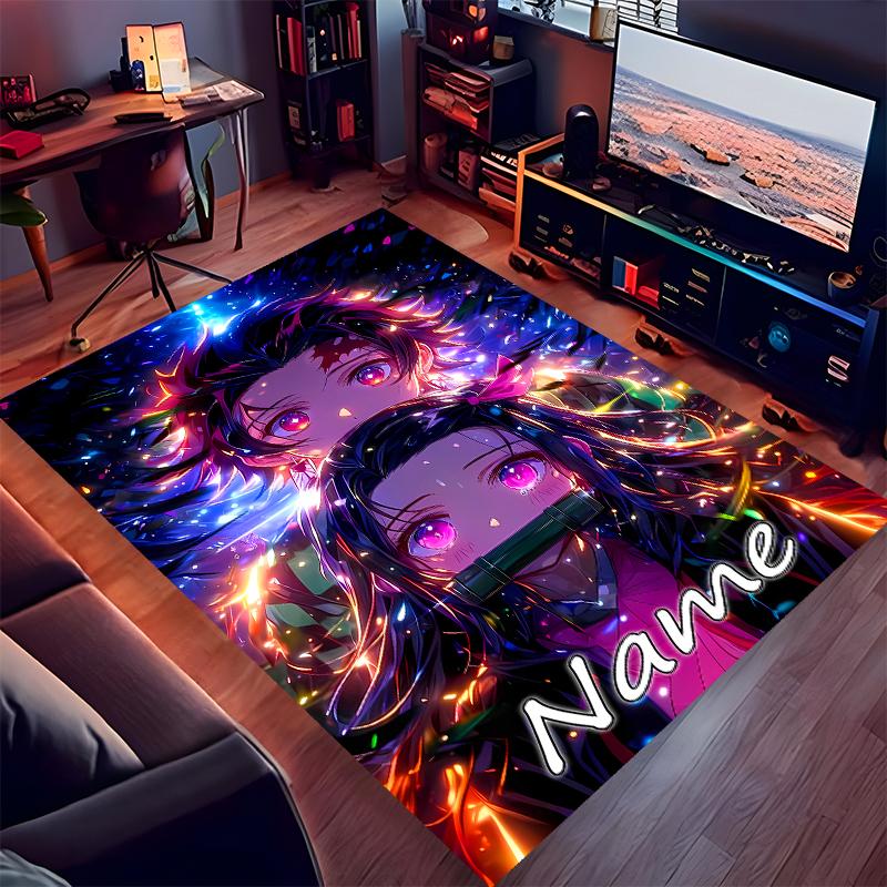 Custom personalization Demon Slayer Tanjiro Kamado Print Area Rug - Soft, Washable Non-Slip Indoor Mat,Living Room,Home&Office Decorative Rug