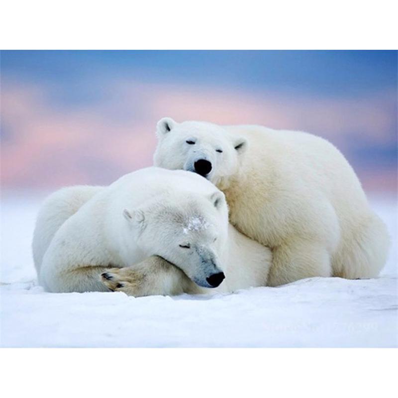 5D DIY Diamond Painting Full Round Drill Diamond Embroidery Animal Polar Bear Picture Mosaic Rhinestone Home Decoration