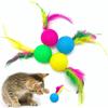 3 шт. смешанный забавный пластиковый мяч для гольфа с перьями, игрушка для кошек, интерактивный котенок, кошка, мяч-дразнилка, игрушка, товары для домашних животных