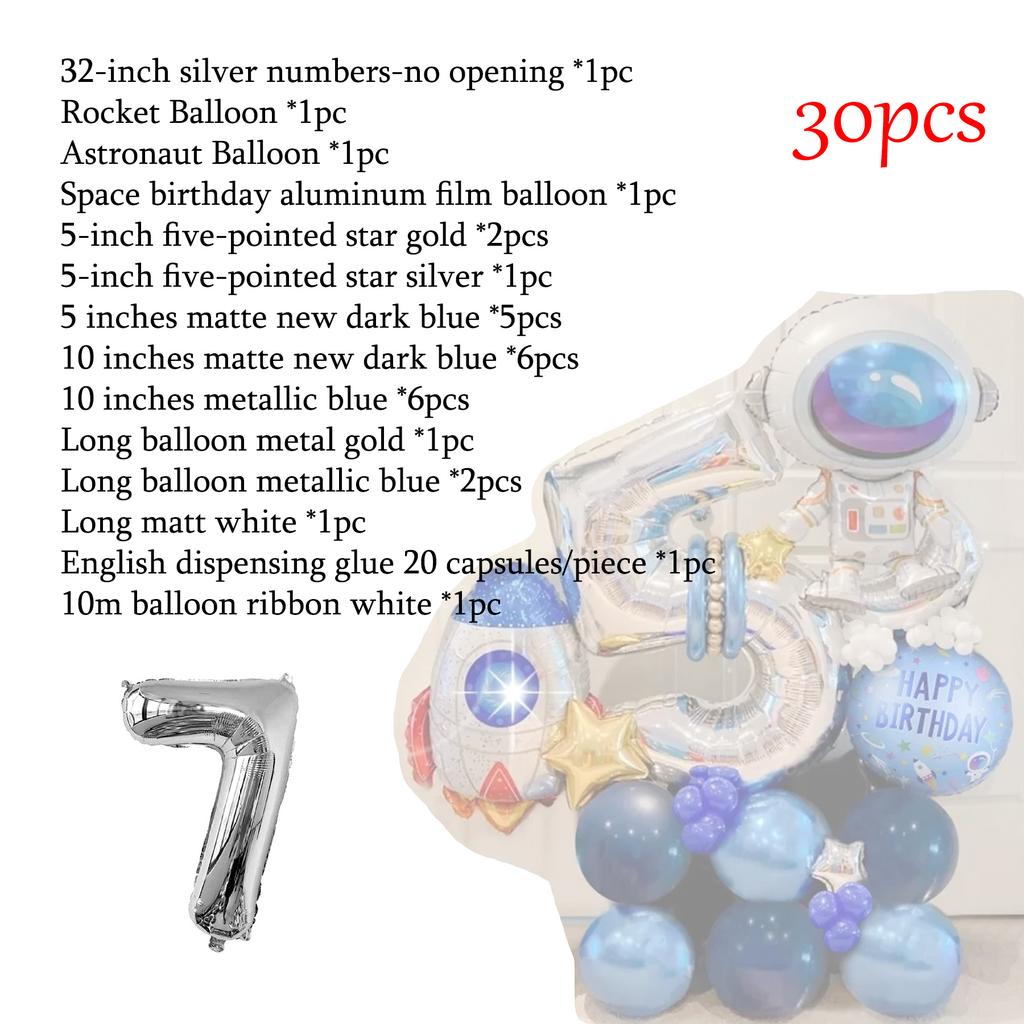 Outer Space Theme Party Astronaut Rocket Number Foil Balloons Boy Birthday Party Decorations Kids Baby Shower Supplies