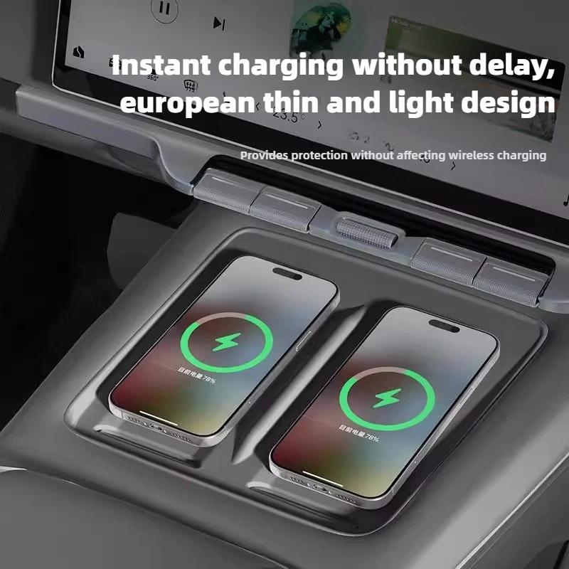 Для Zeekr 7X Беспроводная зарядная панель центральной консоли Противоскользящий силиконовый коврик Декорация интерьера автомобиля Специальные аксессуары
