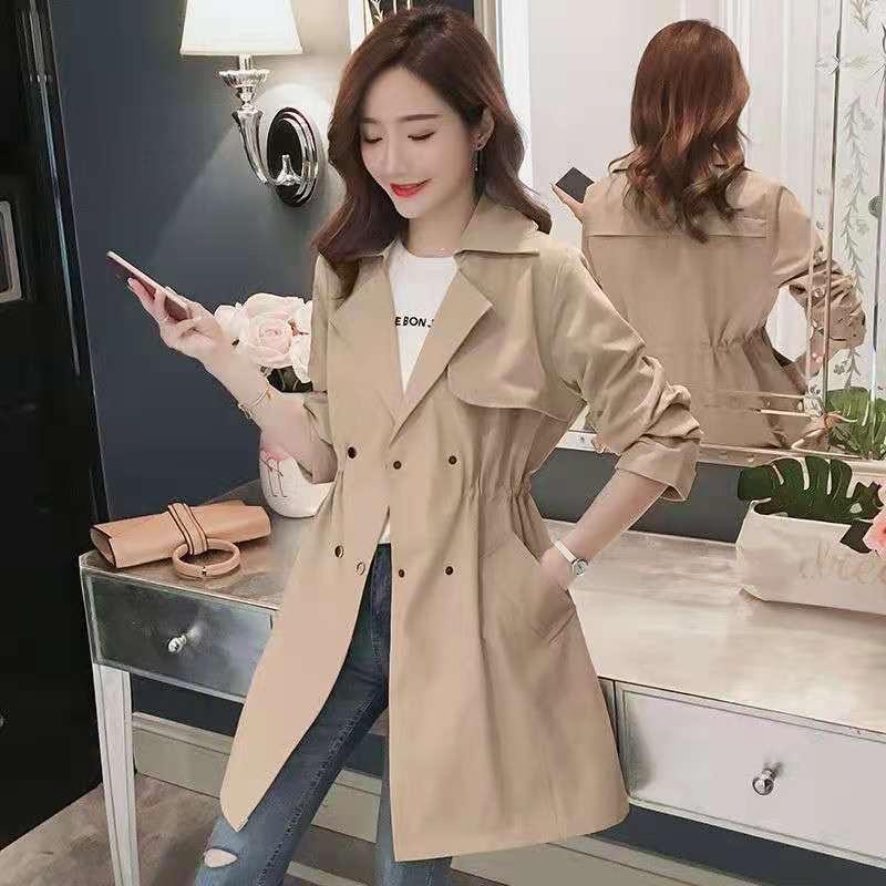 Women's Coat Spring and Autumn Trench Coat Women's Medium and Long Small Light Coat Spring Outer Wear