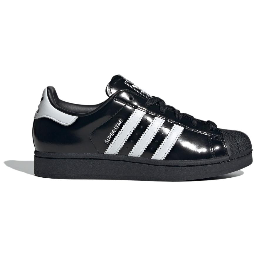 adidas Superstar 2 черные белые лакированные женские кроссовки Core-Black Cloud-White JH7756
