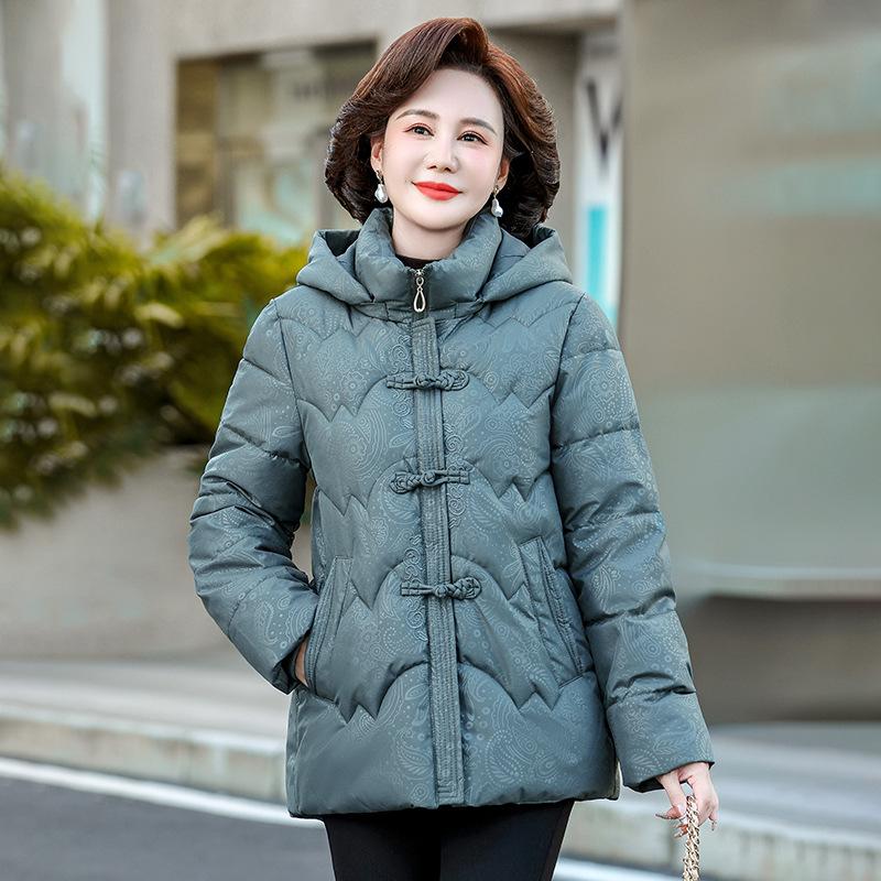 Middle-aged and Elderly Women's Winter Cotton-padded Coat Plus Velvet and Thickened Large Size Elderly Winter Cotton Clothes